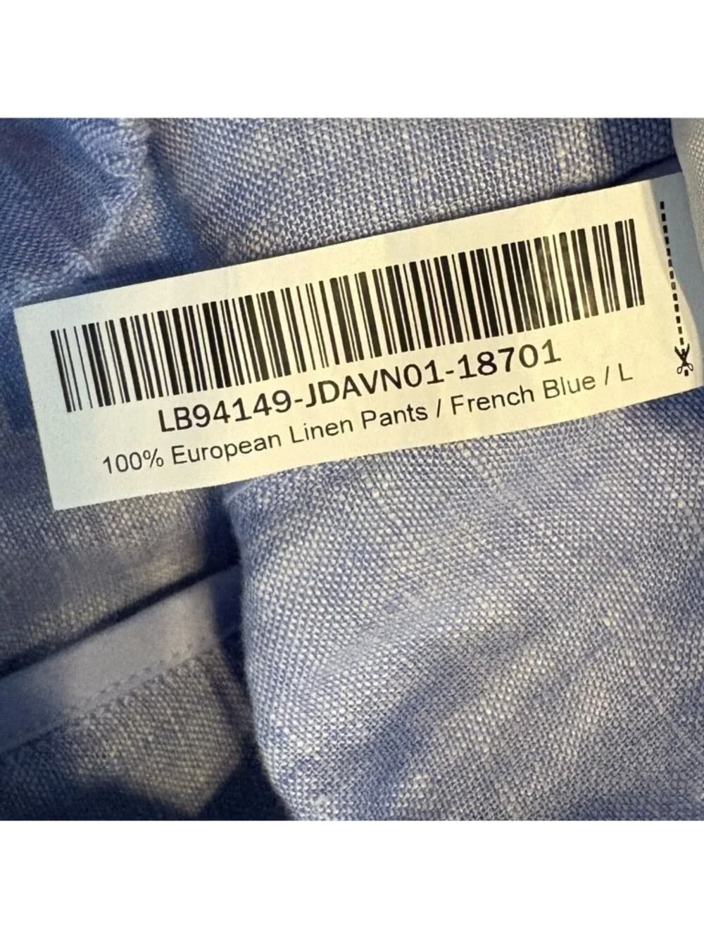 NWT Quince Women's 100% European Linen Pants L French Blue Coastal Quiet Luxury